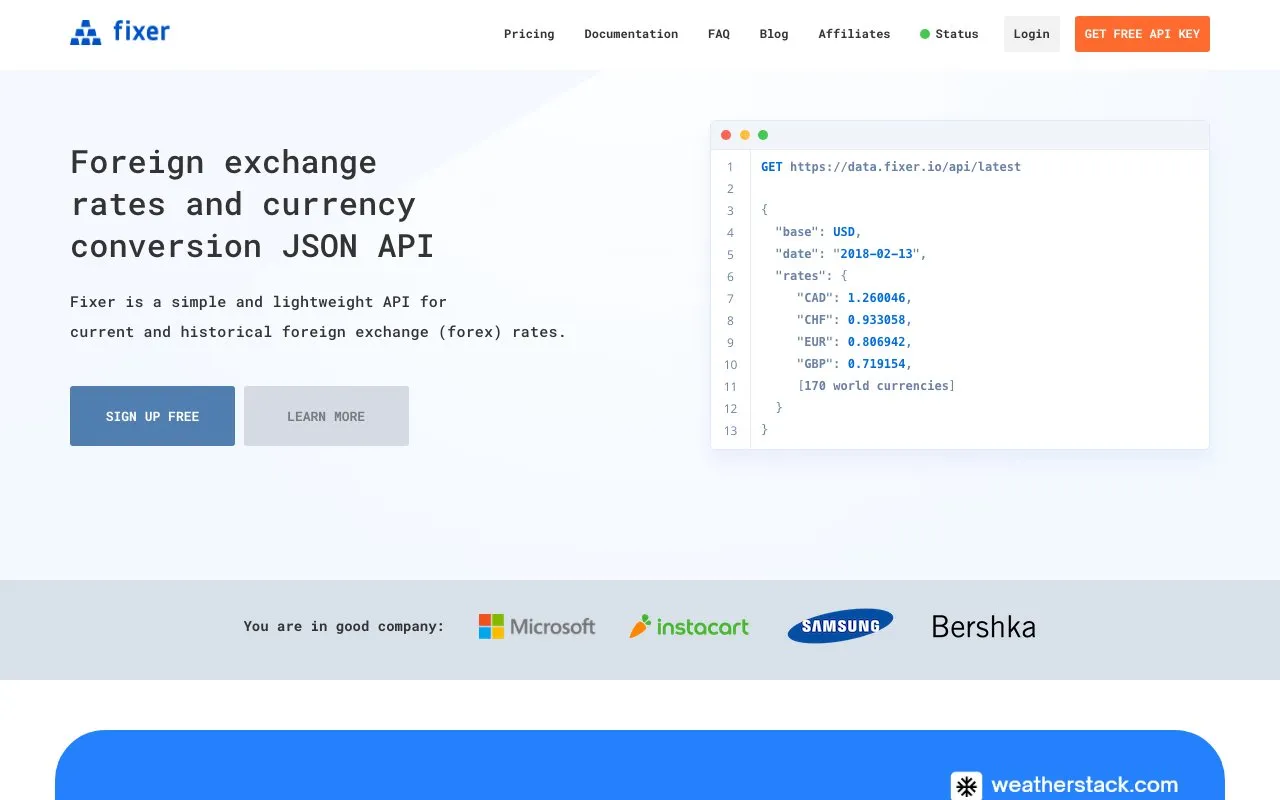 Aperçu Fixer.io