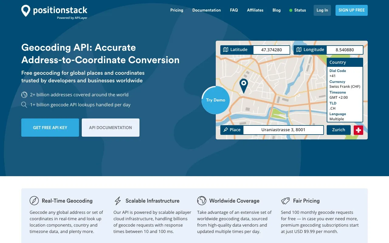 Aperçu positionstack