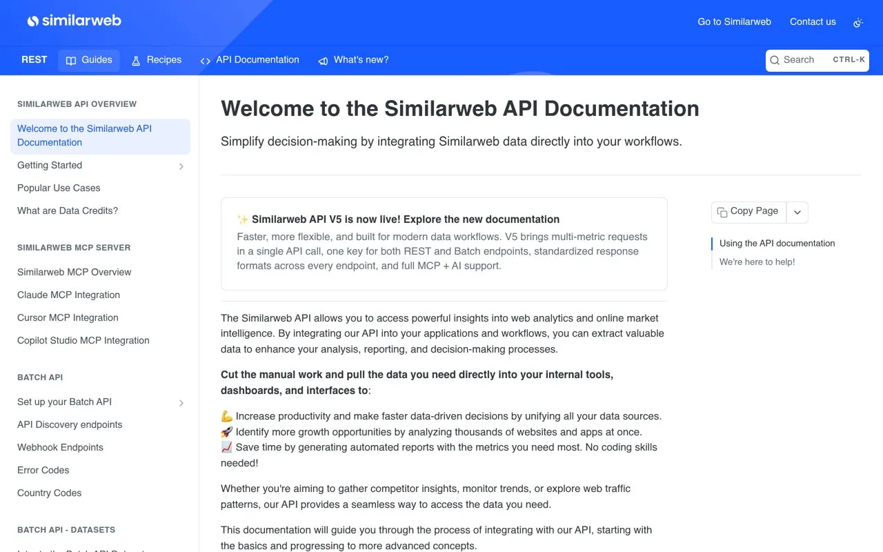 Aperçu SimilarWeb API