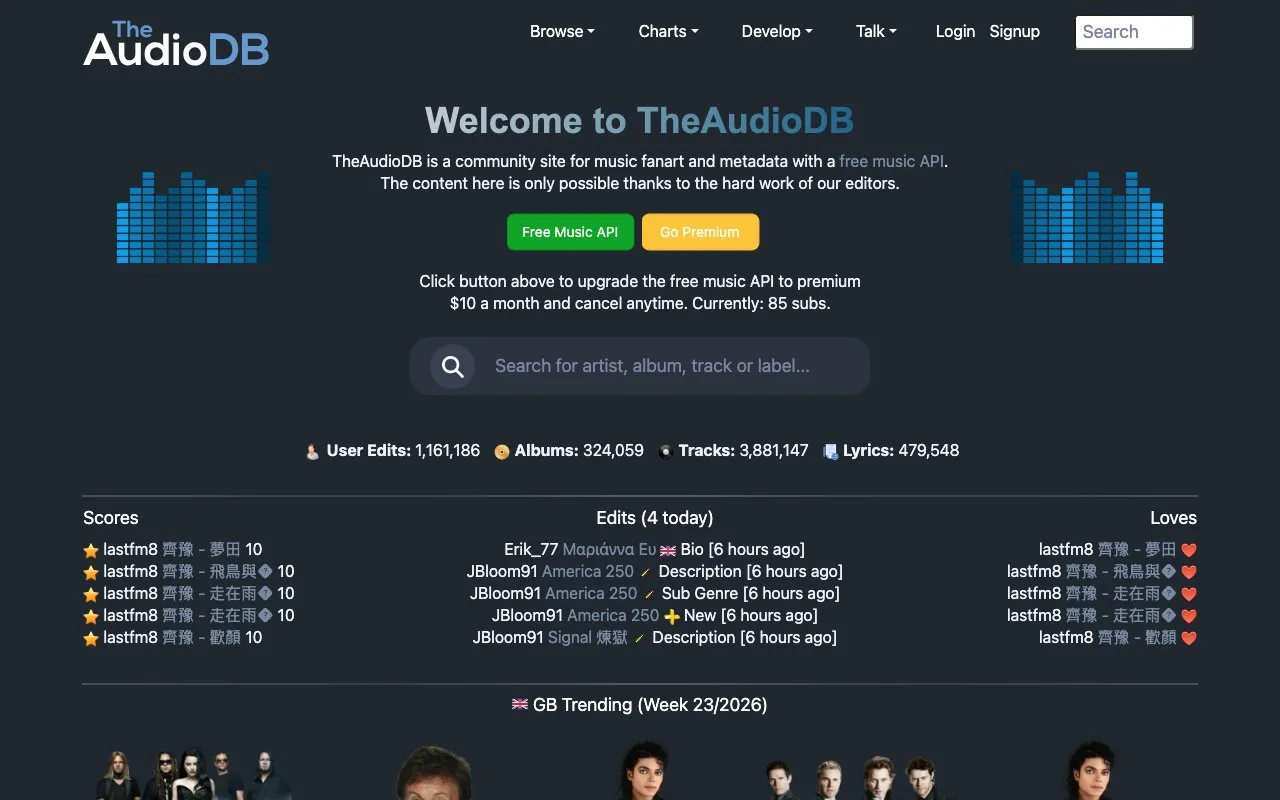 Aperçu TheAudioDB