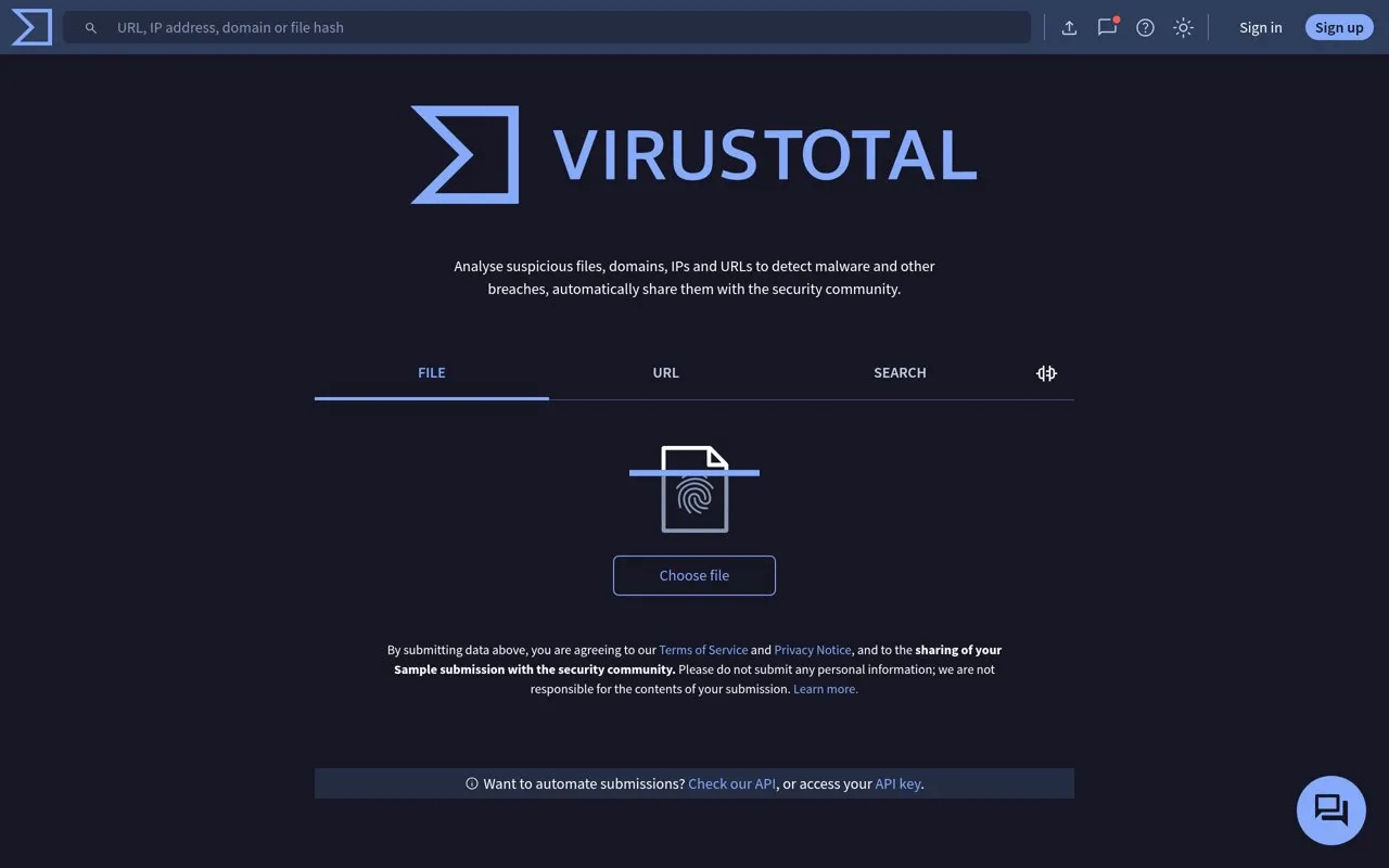 Aperçu VirusTotal