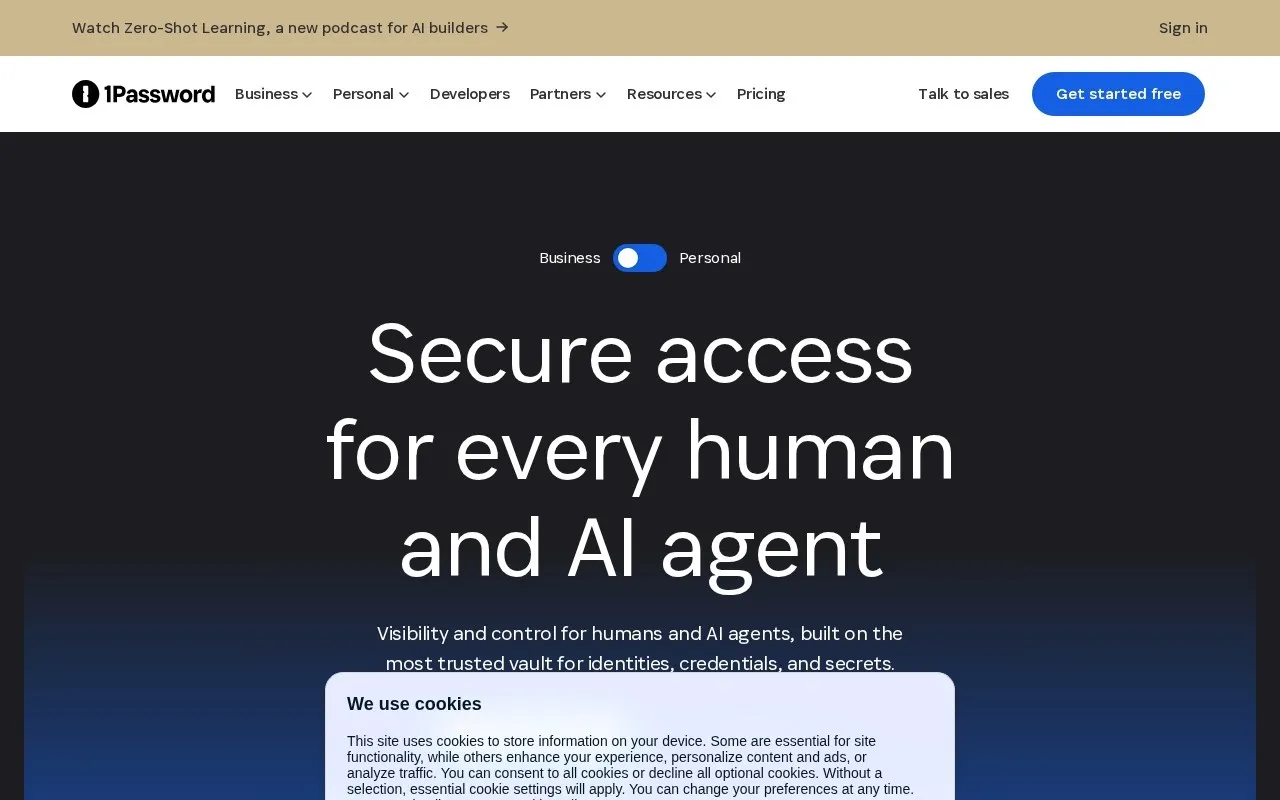 Aperçu du site 1Password