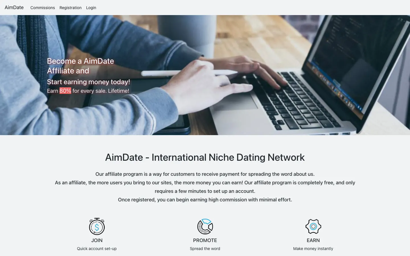 Aperçu du site AimDate Affiliates
