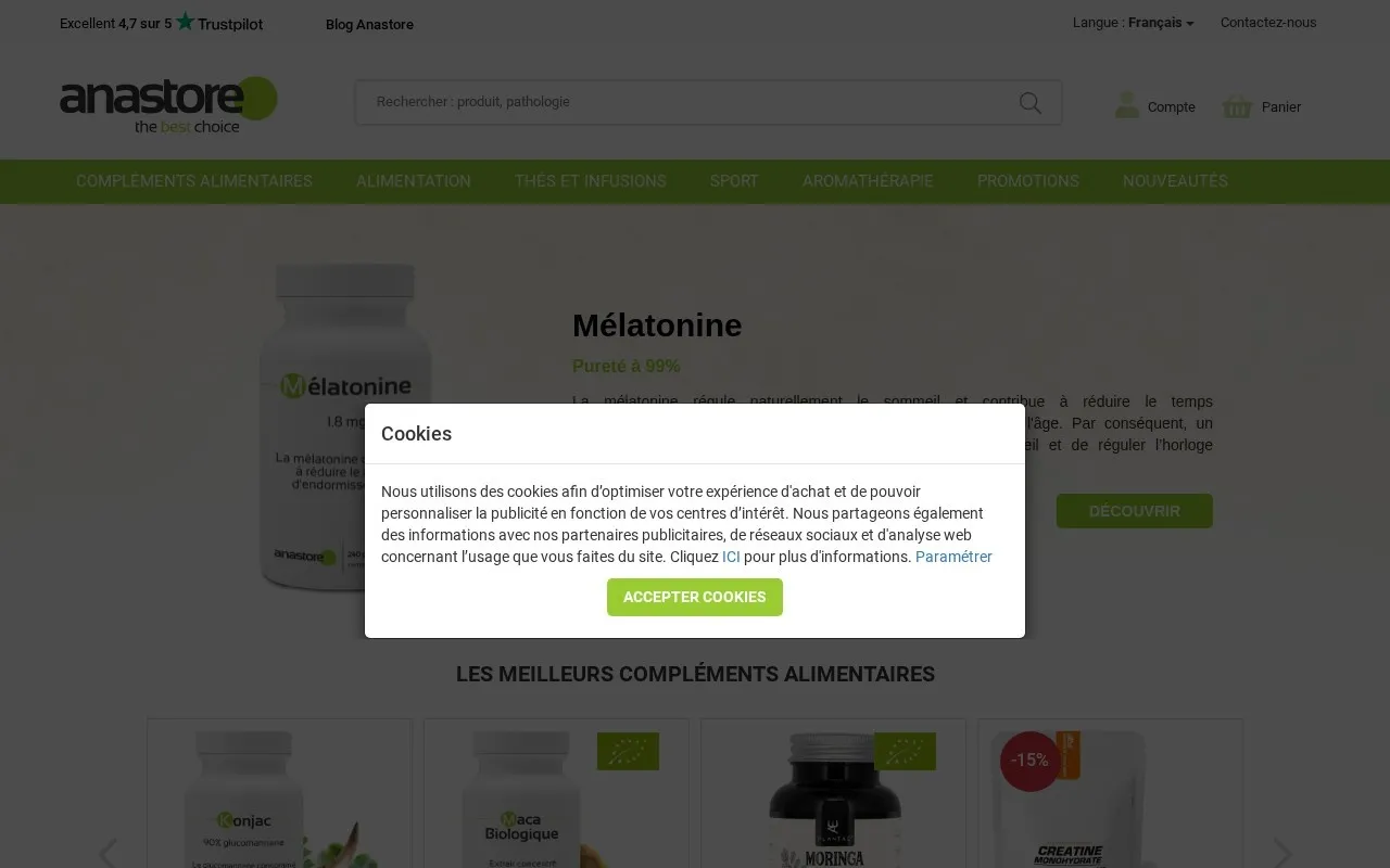 Aperçu du site Anastore