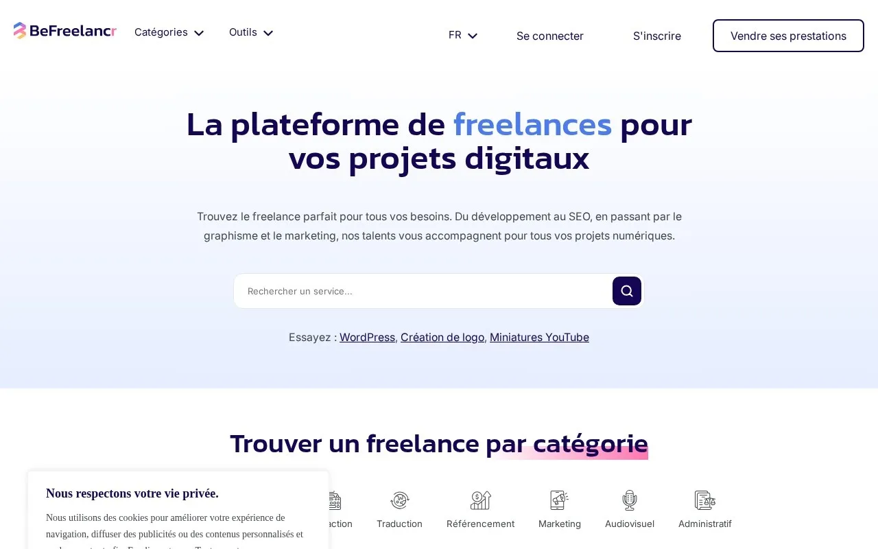 Aperçu du site BeFreelancr