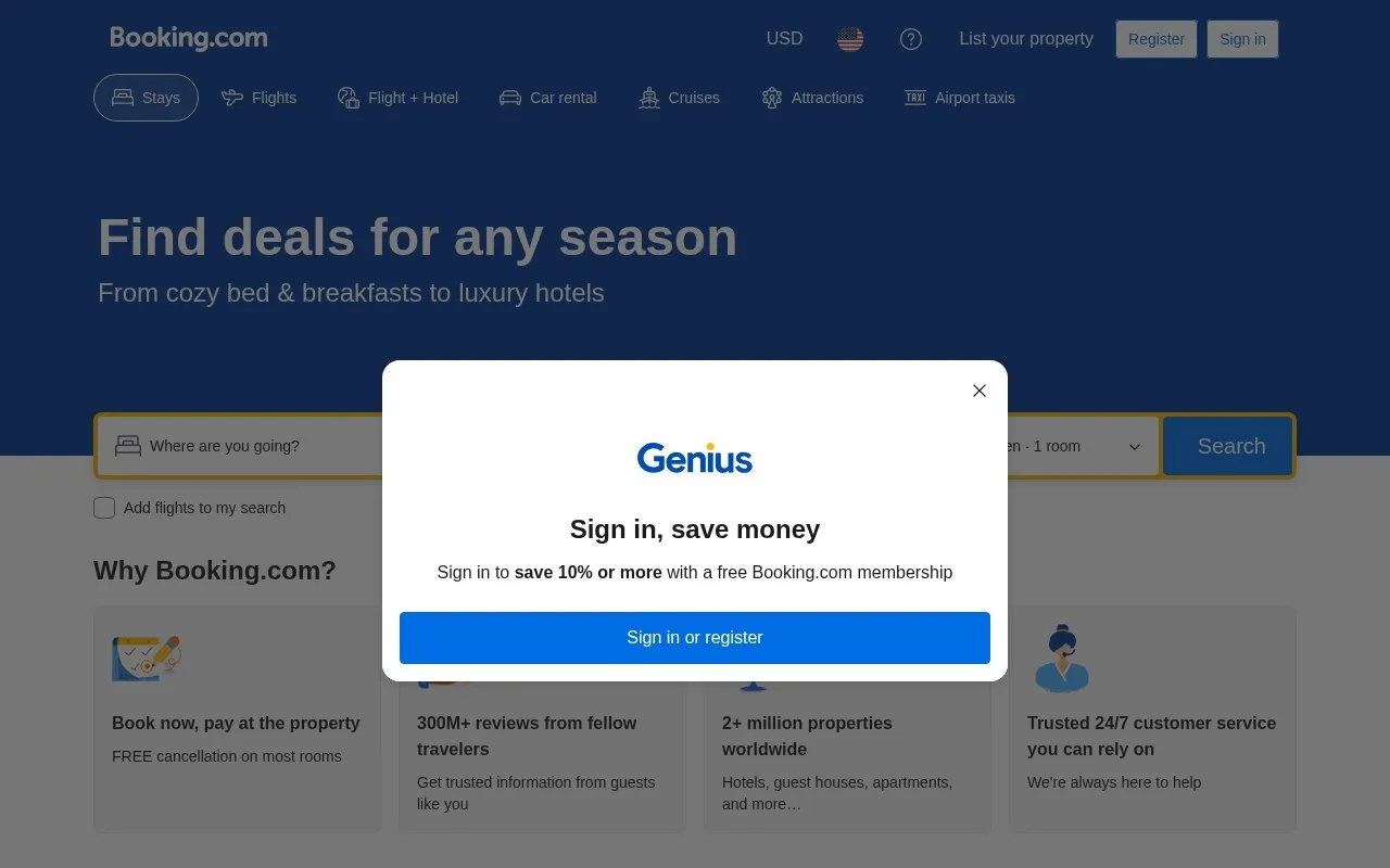 Aperçu Booking.com