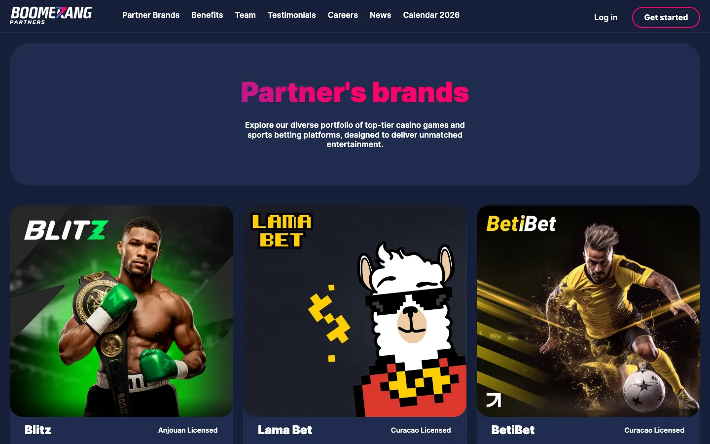 Aperçu du site Boomerang Partners