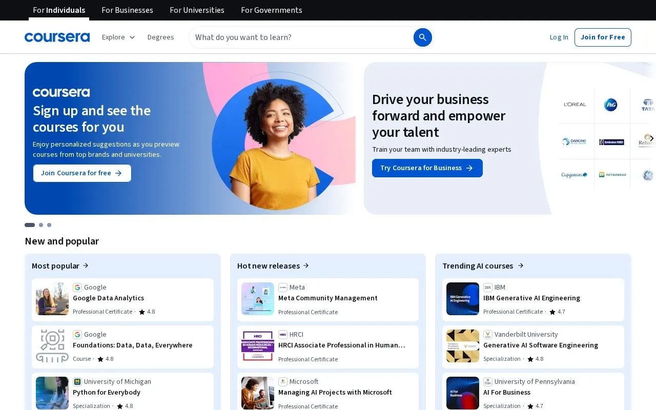 Aperçu Coursera