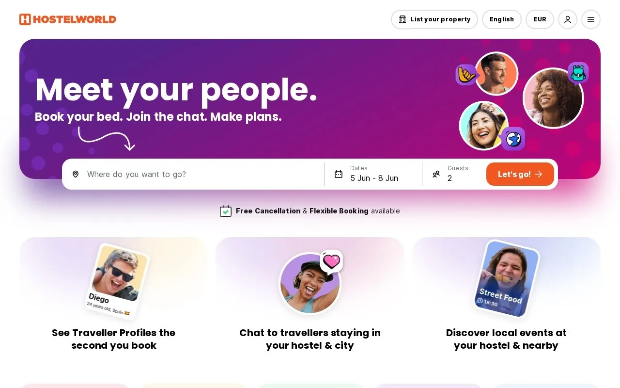 Aperçu du site Hostelworld
