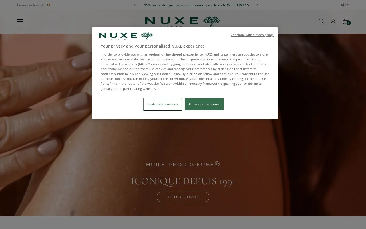 Aperçu du site Nuxe