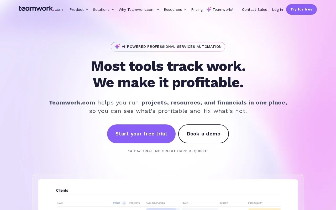 Aperçu Teamwork.com