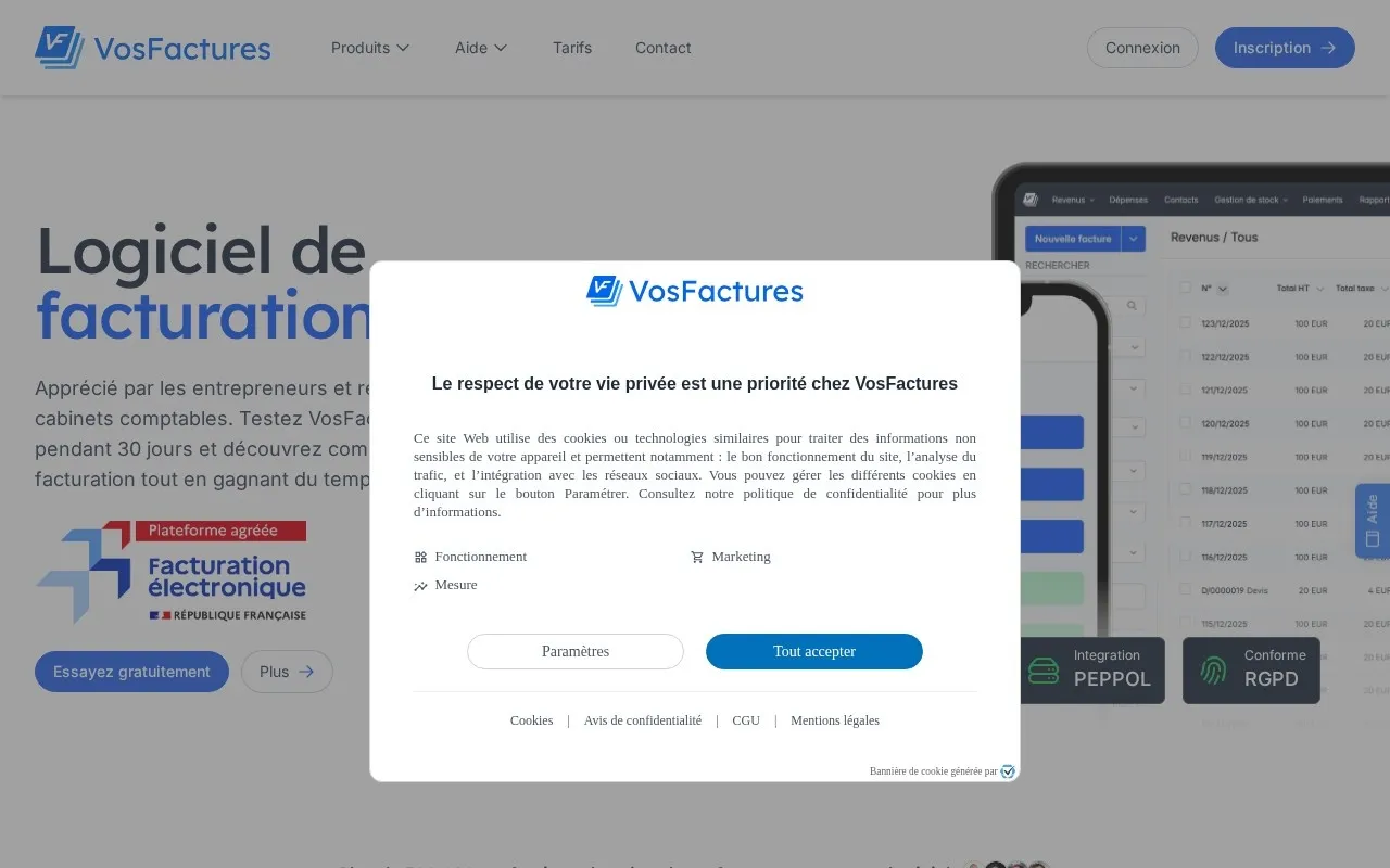 Aperçu VosFactures