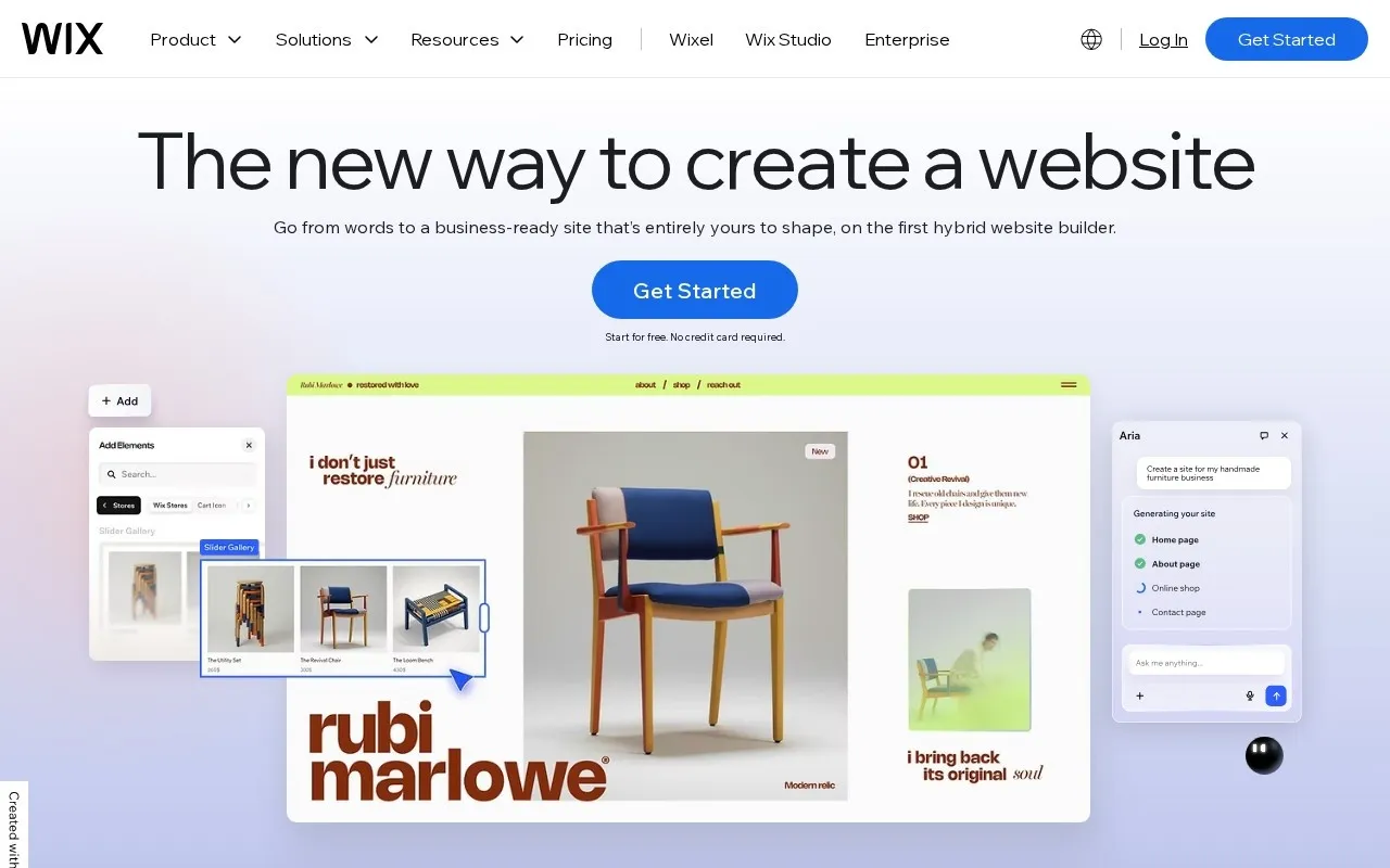 Aperçu du site Wix
